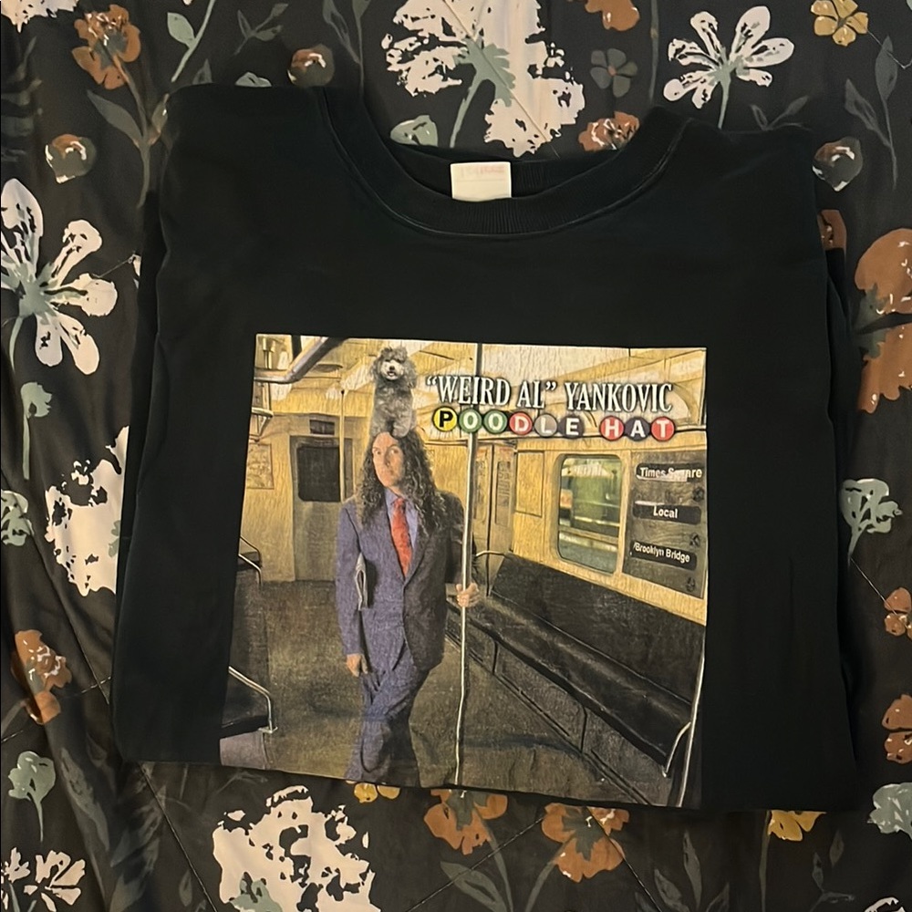 Weird Al Yankovic Poodle Hat Black T-Shirt